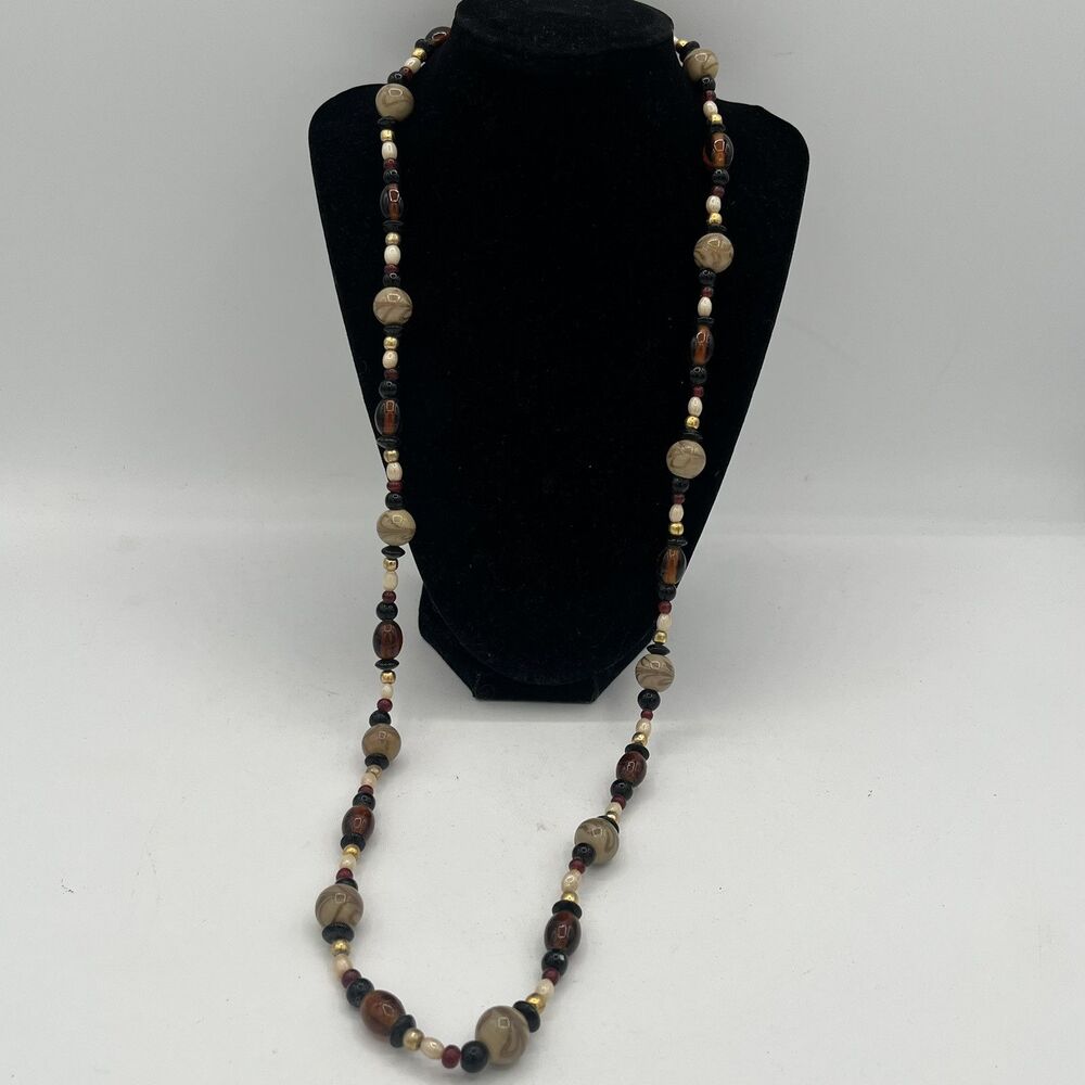Vintage Handmade Artist Crafted Bead Necklace Stone Glass Ceramic Hippie BoHo
